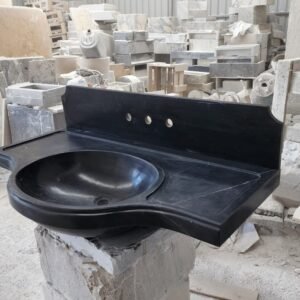 Handmade Nero Marquina Black Marble Wall-Mounted Sink: Modern Bathroom Vanity (60x40x15 cm)
