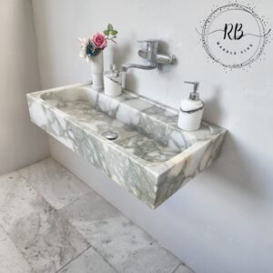 Calacatta Monet Marble Wall Mounted Sink: Elegant Bathroom Vanity