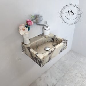 Calacatta Viola Marble Sink: Polished Stone Vanity Basin, 14x17"