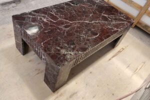 Rossa Levanto Marble Coffee Table: Handmade Stone Center Table