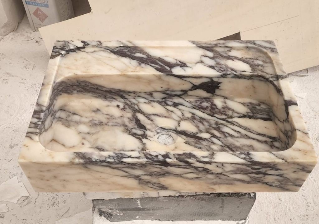 Calacatta Viola Marble Bathroom Sink: Wall Mounted Vanity - Image 7