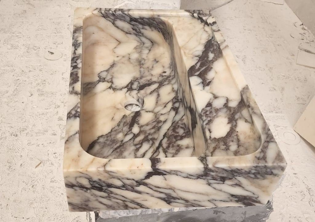 Calacatta Viola Marble Bathroom Sink: Wall Mounted Vanity - Image 6