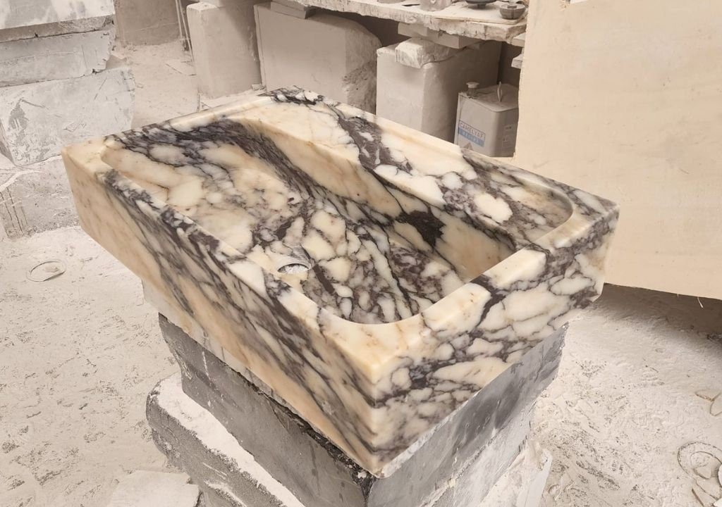Calacatta Viola Marble Bathroom Sink: Wall Mounted Vanity - Image 3