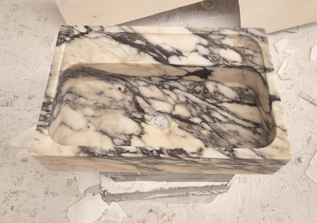 Calacatta Viola Marble Bathroom Sink: Wall Mounted Vanity - Image 2