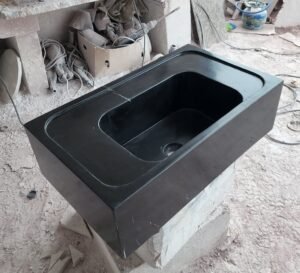 Handmade Nero Marquina Black Marble Sink: Modern Wall Mount Vessel