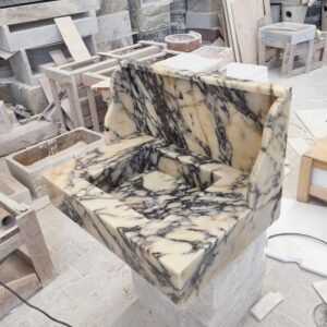 Hand-Carved Calacatta Viola Marble Sink: Wall-Mounted Bathroom Basin