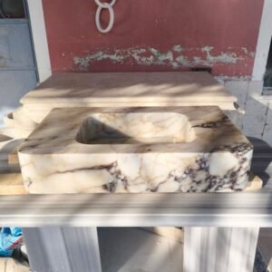 Calacatta Gold Marble Sink, Natural Stone Bathroom Vanity (32x20x6)