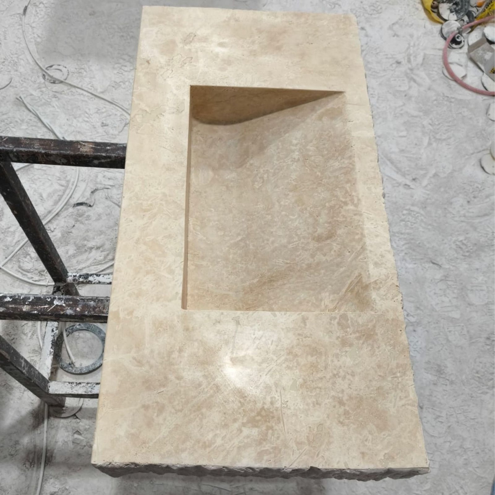 Rustic Travertine Split Face Marble Sink: Wall Mounted Vanity - Image 5