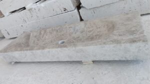 Handcrafted Tundra Gray Marble Vessel Sink: Modern Bathroom Basin, 47"