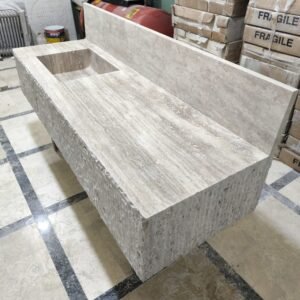 Large 66" Travertine Marble Sink: Wall Mount or Countertop Vanity