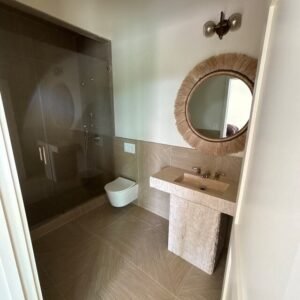 Handmade Travertine Marble Pedestal Sink: Rustic Bathroom Decor (18"x42"x5")