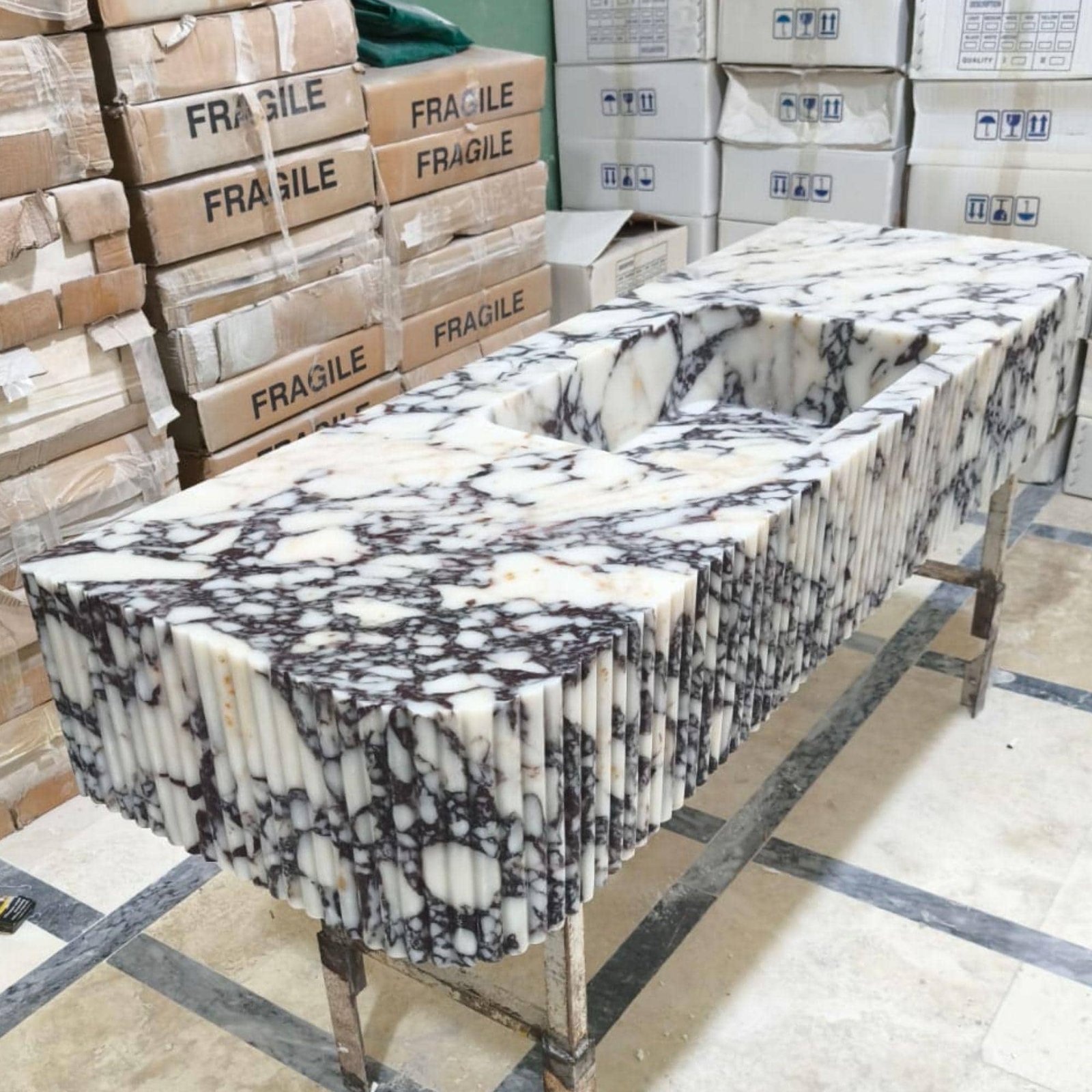 Calacatta Viola Marble Sink: Custom Wall Mounted Vanity - Image 2