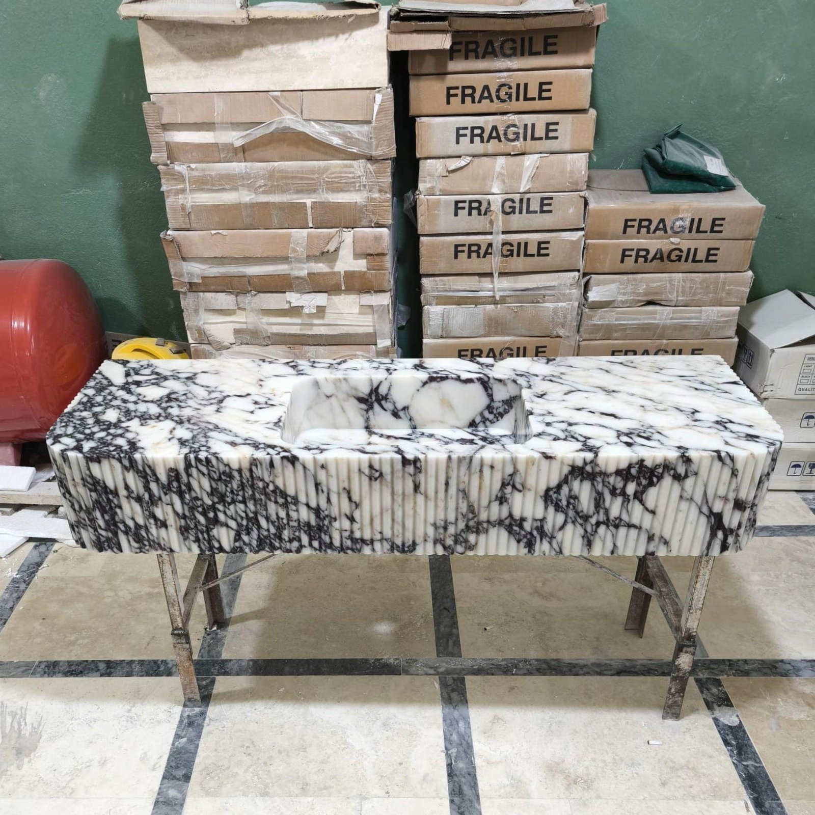 Calacatta Viola Marble Sink: Custom Wall Mounted Vanity - Image 5