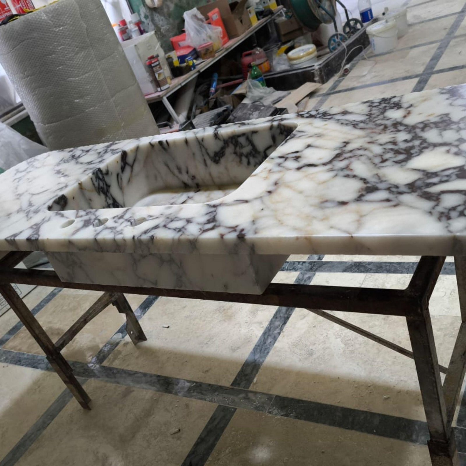 Calacatta Viola Marble Sink: Custom Wall Mounted Vanity - Image 8