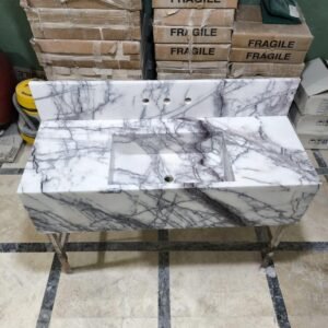 Lilac Marble Wall Mount Bathroom Sink: Custom Vanity Top