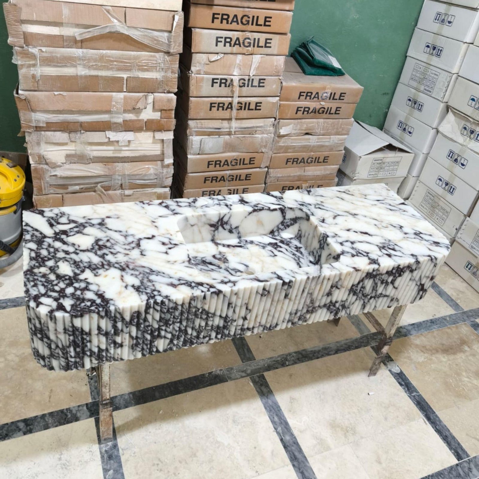 Calacatta Viola Marble Sink: Custom Wall Mounted Vanity - Image 6