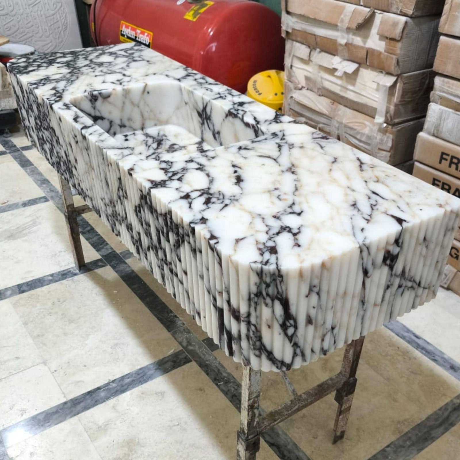 Calacatta Viola Marble Sink: Custom Wall Mounted Vanity