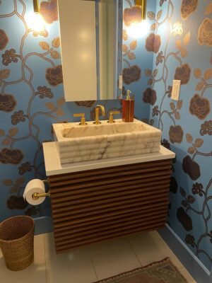 Hand Carved Calacatta Gold Marble Sink: Wall Mounted Stone Vessel