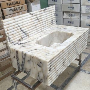 Calacatta Gold Viola Marble Sink: Wall Mounted Vanity, Custom Stone Sink