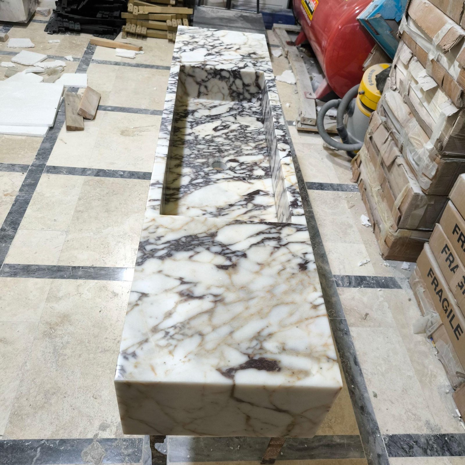 Calacatta Viola Marble Wall-Mounted Sink: Custom Stone Vanity - Image 7