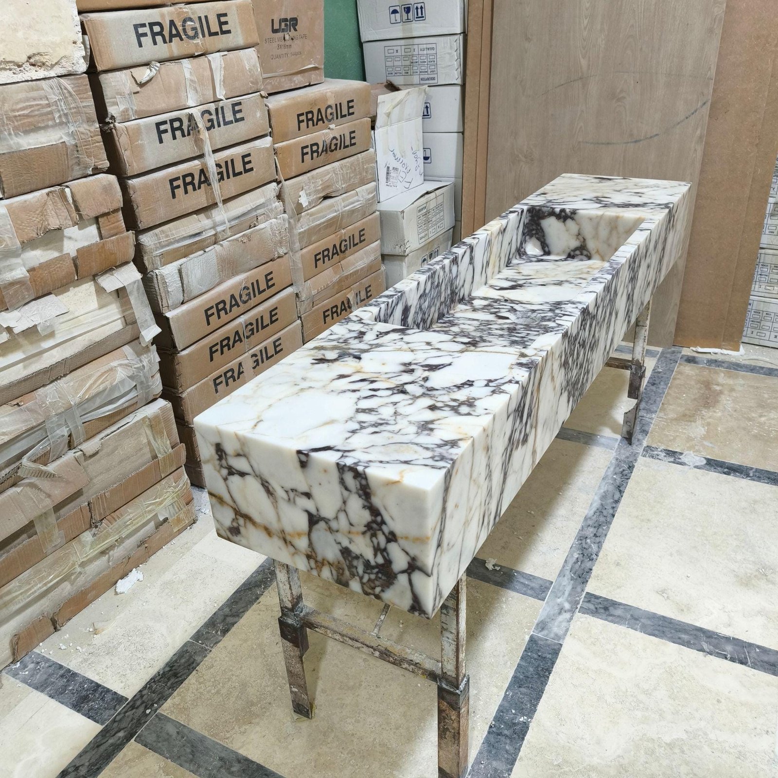 Calacatta Viola Marble Wall-Mounted Sink: Custom Stone Vanity - Image 4