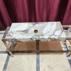 Calacatta Monet Marble Vessel Sink: Rectangular Powder Room Vanity