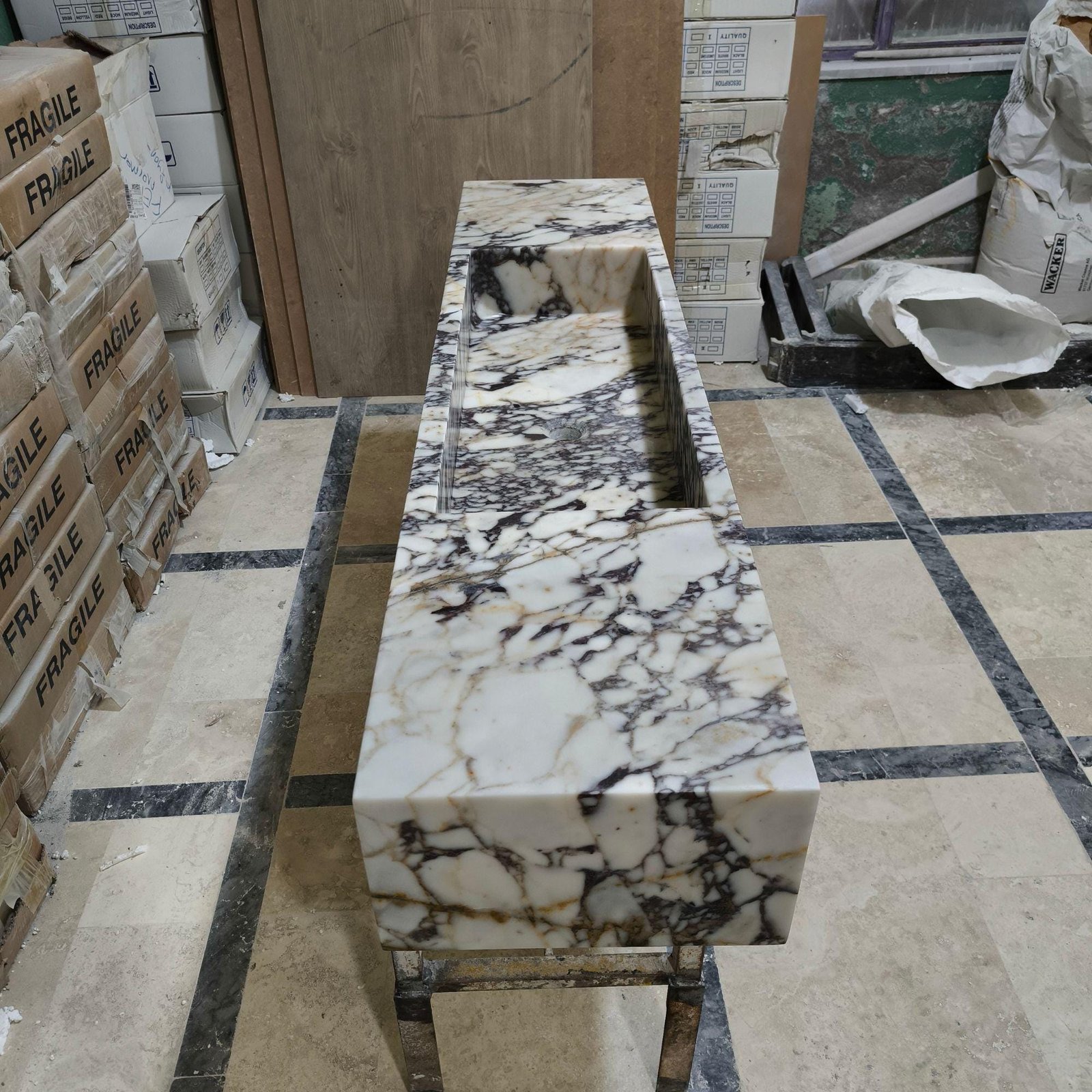 Calacatta Viola Marble Wall-Mounted Sink: Custom Stone Vanity - Image 3