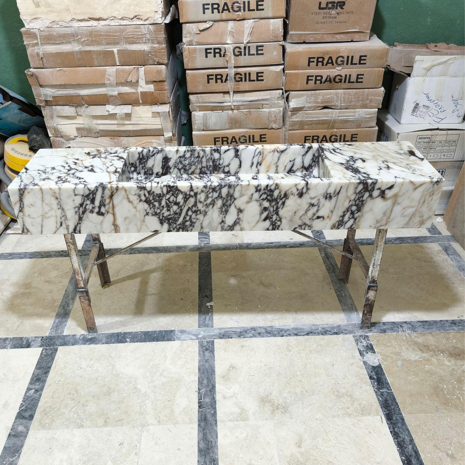 Calacatta Viola Marble Wall-Mounted Sink: Custom Stone Vanity - Image 6