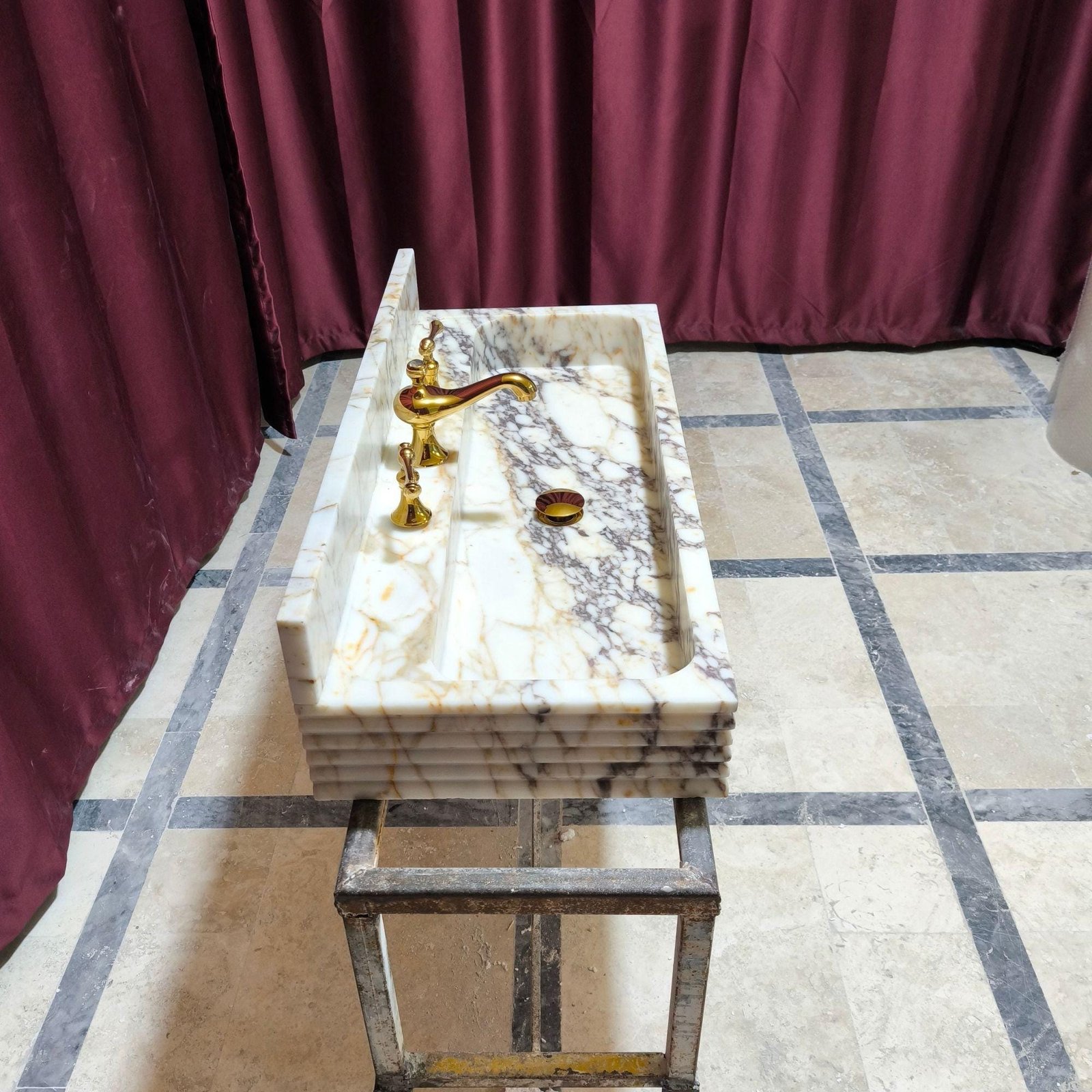 Handcrafted Calacatta Viola Marble Sink: Wall-Mounted Stone Vessel (16"x36"x5") - Image 8