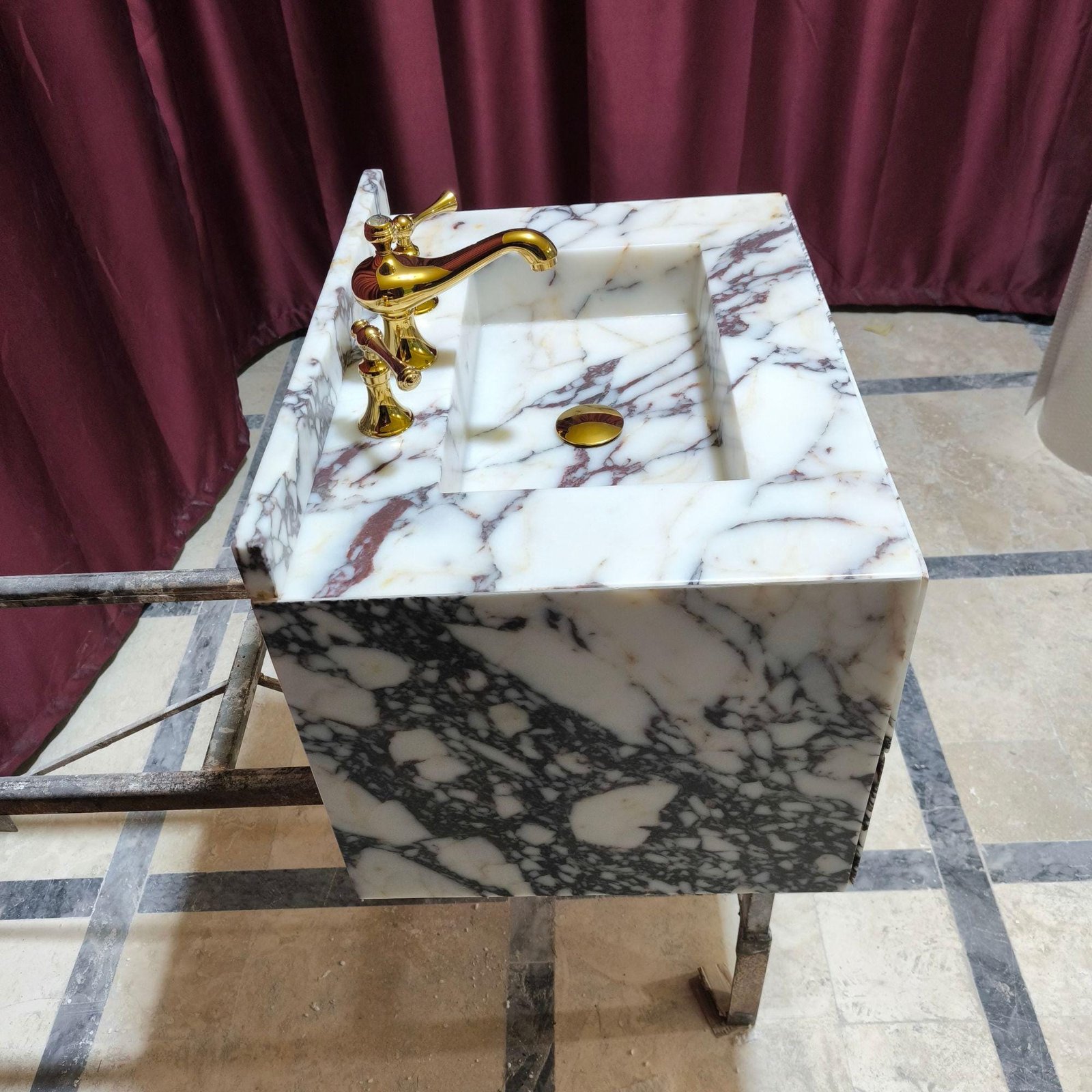 Calacatta Marble Bathroom Vanity: Freestanding Sink with Drawers (18x24x16"" ) - Image 4