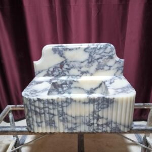 Calacatta Viola Marble Sink: Ribbed Wall Mount Bathroom Vessel