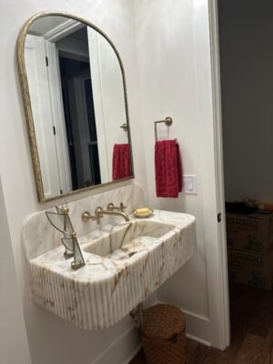 Calacatta Gold Marble Bathroom Sink: Custom Vanity, Backsplash or Wall Mount (16" x30"x 10")