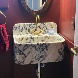 Calacatta Viola Marble Vessel Sink: Wall Mounted Bathroom Vanity