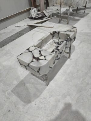 Calacatta Monet Marble Sink: Luxury Floating Vanity, Modern Washbasin 15"x42"x7"