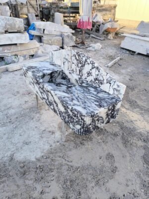 Handcrafted Calacatta Viola Marble Bathroom Sink with Backsplash (20x58x10")