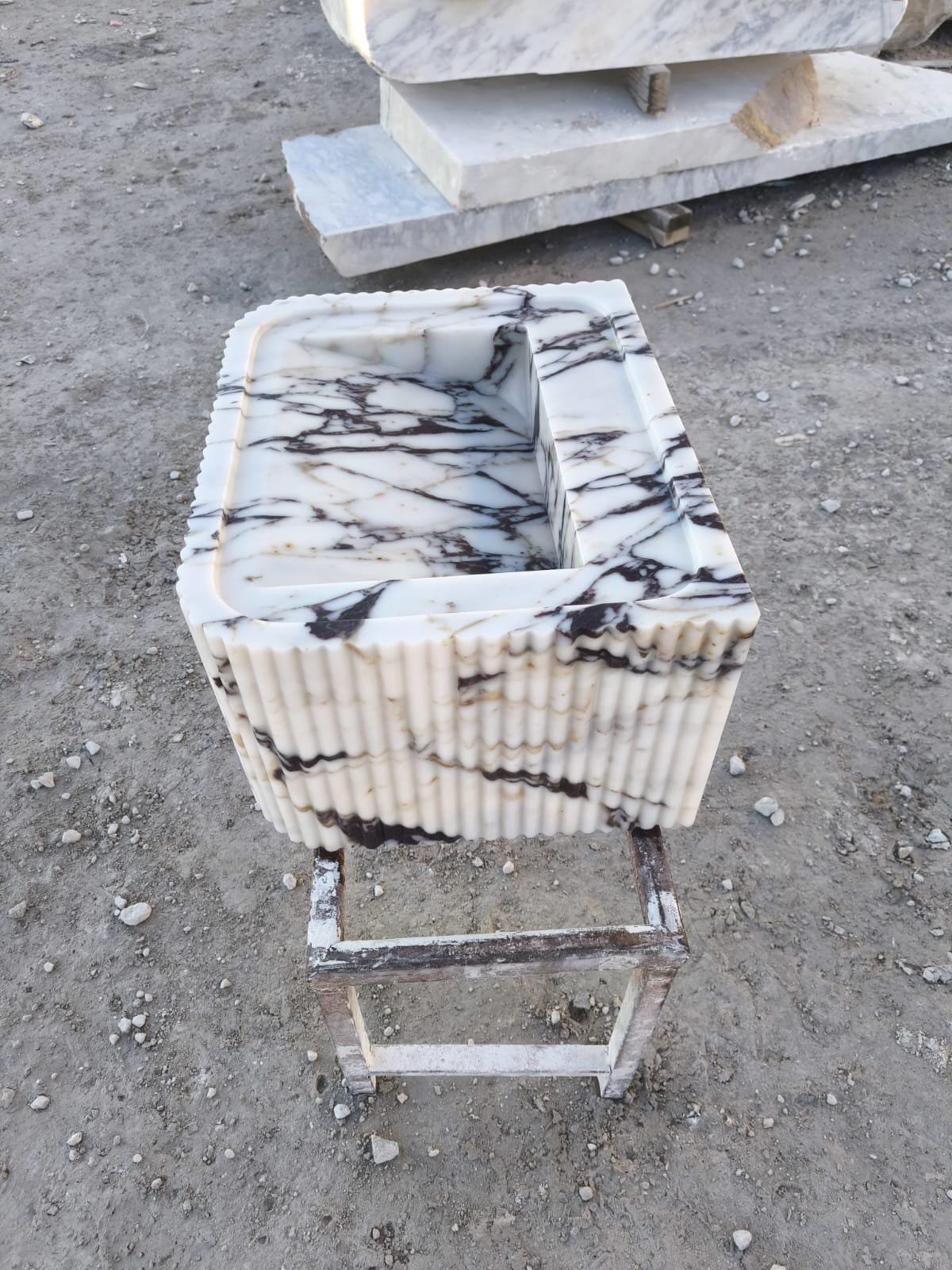 Calacatta Viola Marble Fluted Sink Rectangle 18x22 Wall Mount - Image 6