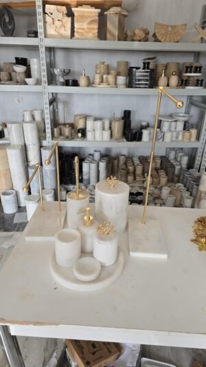 White Marble 10-Piece Bathroom Accessories Set: Elegant Spa Decor