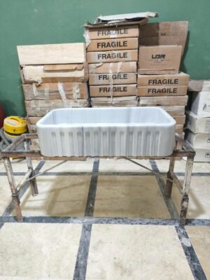 Carrara White Marble Kitchen Sink: Handmade Rectangular Farmhouse Basin (18x30x8 Inch)