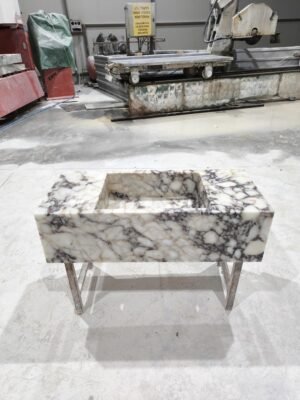 Calacatta Viola Marble Bathroom Sink: Handmade Stone Vessel 16x36x10