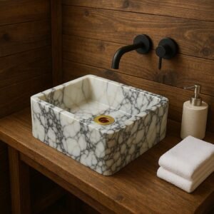 Handmade Calacatta Viola Marble Sink: Luxury Bathroom Basin (12x18x8)
