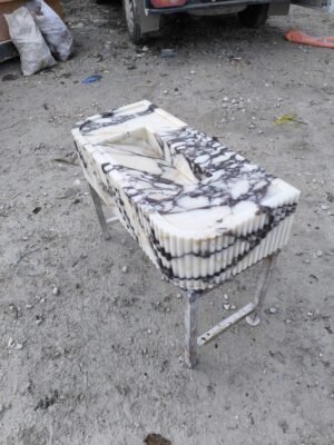 Calacatta Viola Marble Bathroom Sink: Modern Rectangular Stone Vessel (15"x33"x8")