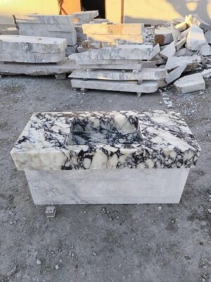 Oversized Calacatta Viola Marble Sink: 56" Fluted Luxury Vanity