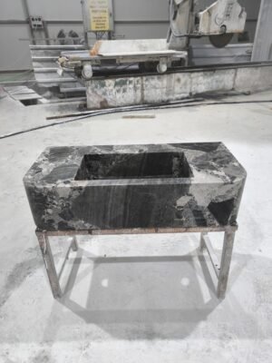 Gray Marble Rectangular Vanity Sink: Modern Minimalist Bathroom Basin