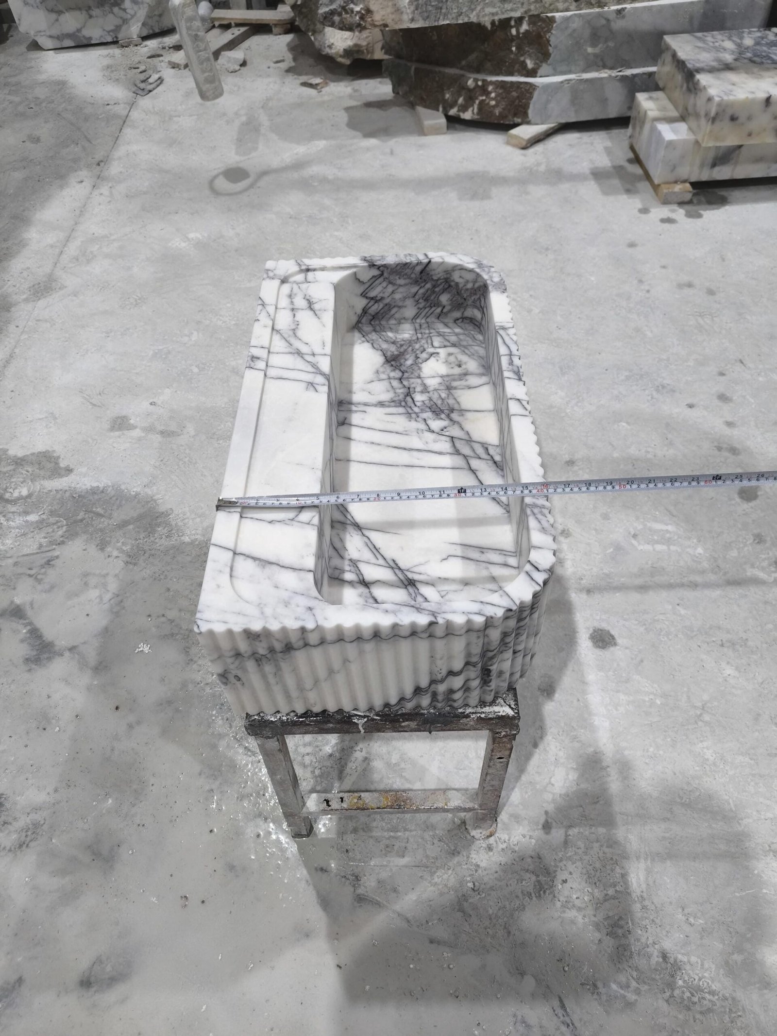 Lilac Marble Rectangular Sink: Modern Sculpted Stone Washbasin (16x30x8 Inches) - Image 4