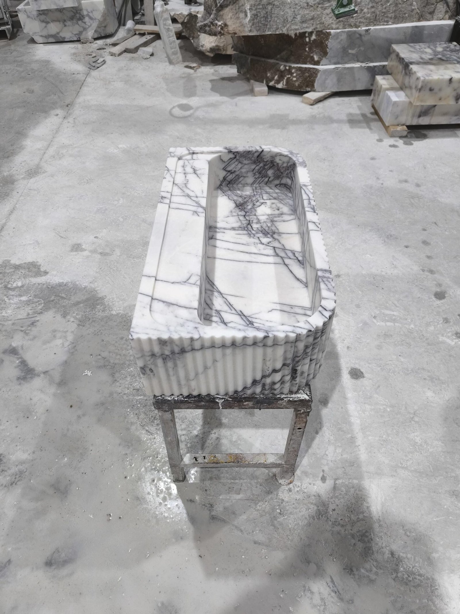 Lilac Marble Rectangular Sink: Modern Sculpted Stone Washbasin (16x30x8 Inches) - Image 3