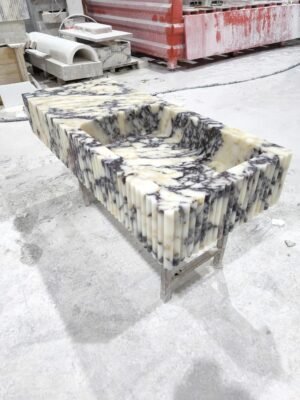 Handmade Calacatta Viola Marble Sink: Fluted Modern Bathroom Vanity