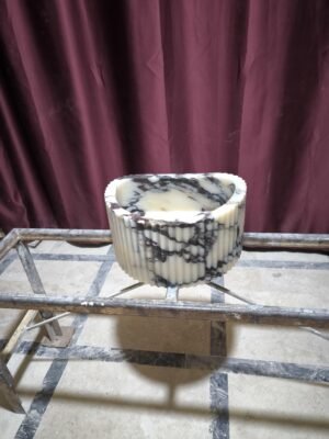 Fluted Calacatta Viola Marble Sink: Handmade Oval Stone Basin