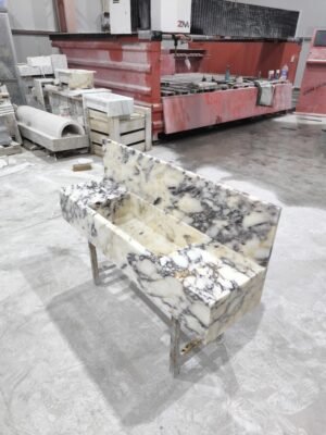 Calacatta Viola Marble Sink with Backsplash: Luxury Bathroom Vanity