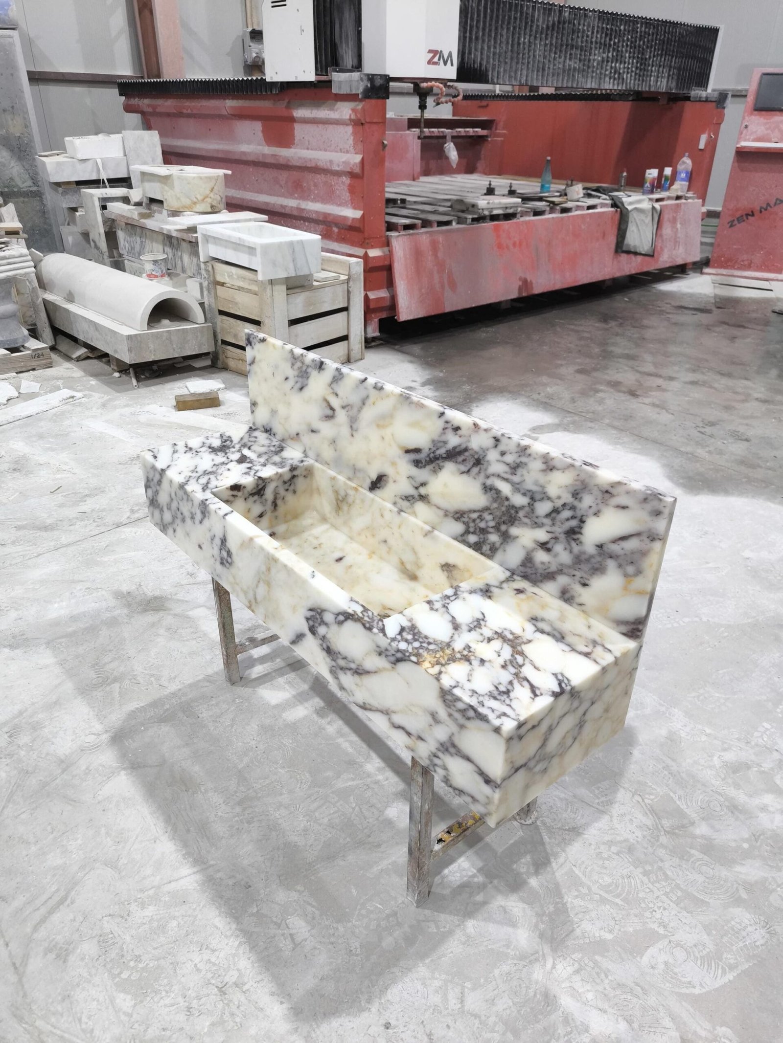 Calacatta Viola Marble Sink with Backsplash: Luxury Bathroom Vanity