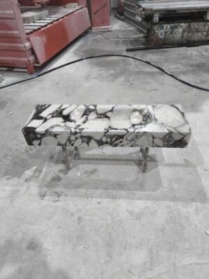 Calacatta Monet Marble Sink: Handmade Stone Vanity Basin, Modern Bathroom Decor (16"x55"x7")